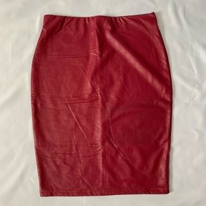 Women’s Faux Leather Pencil Skirt- Size Large-Wine
